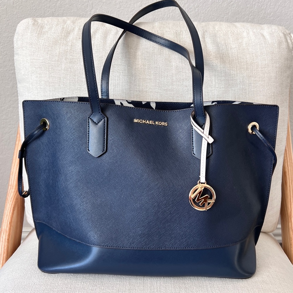Michael Kors Trista Blue Tote Bag and Small Pocket Bag